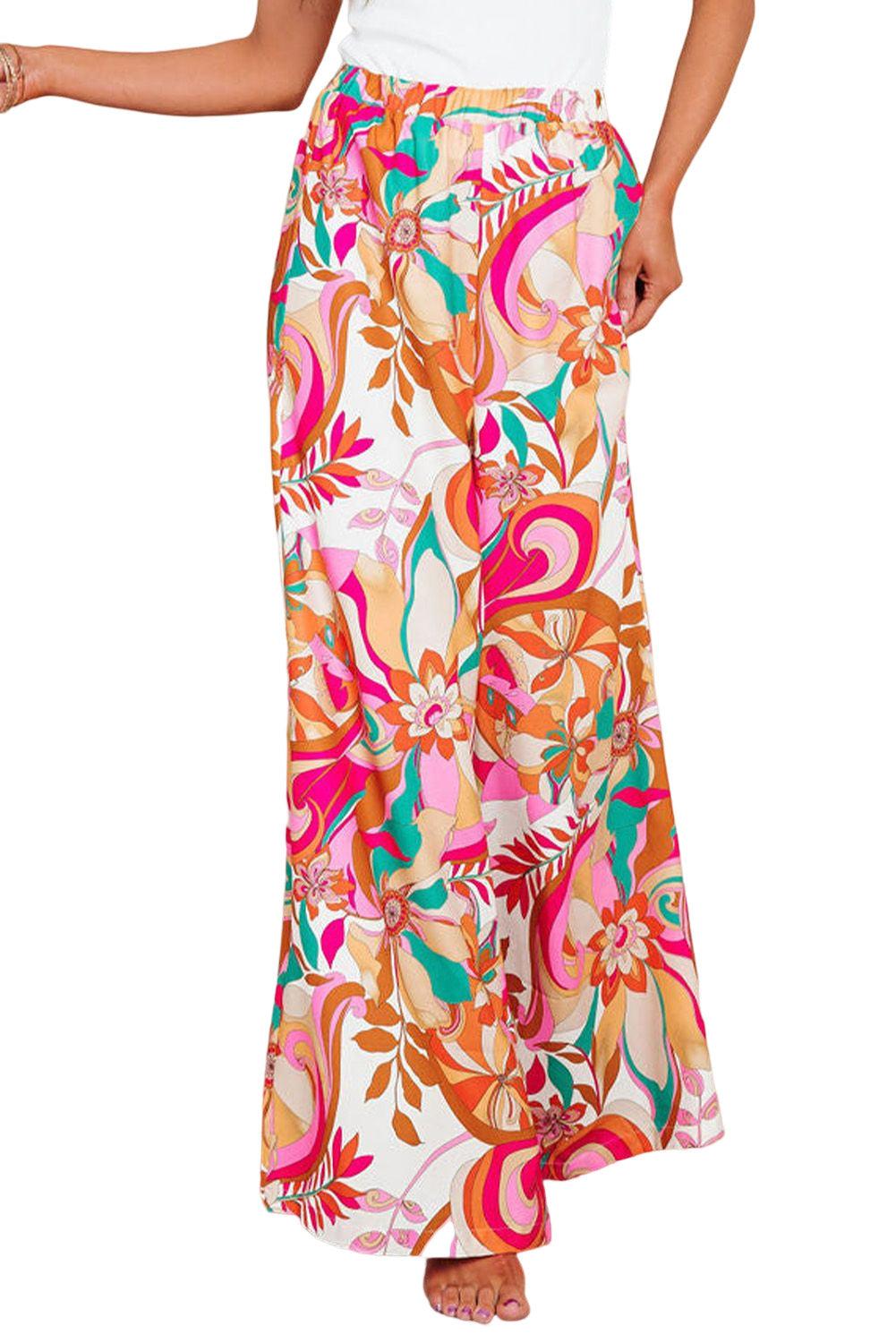 Floral Print Wide Leg Pants - L & M Kee, LLC