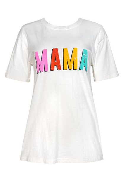 MAMA Letter Print Round Neck Short Sleeve T Shirt - L & M Kee, LLC