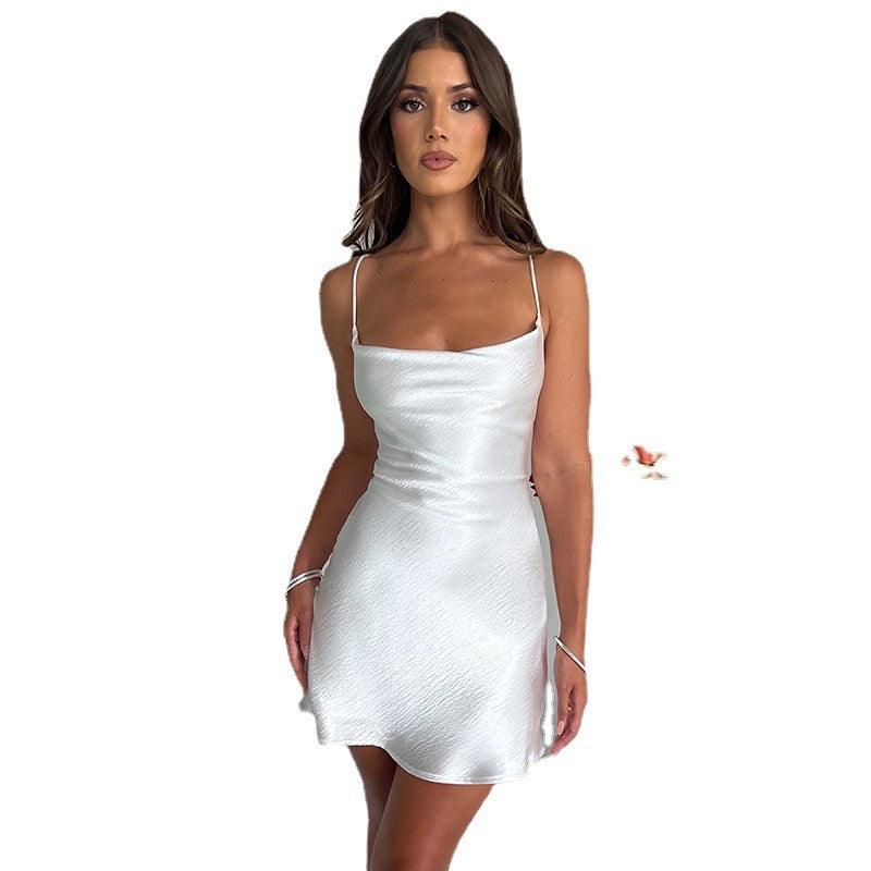 Temperament Casual Backless Short Skirt Dress - L & M Kee, LLC