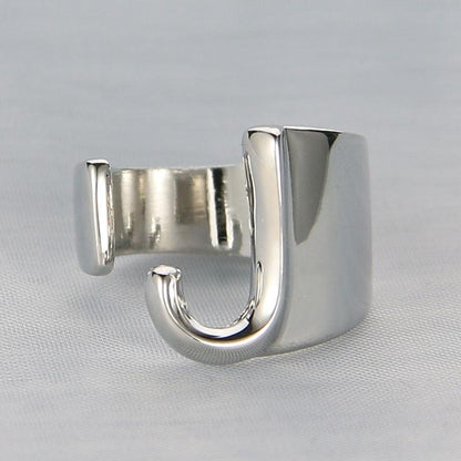 Silver Color Metal 26 Letter Open Hollow Finger Rings - L & M Kee, LLC