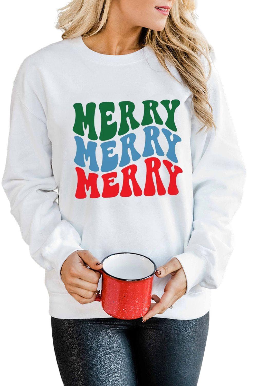 MERRY and BRIGHT Leopard Print Pullover Sweatshirt - L & M Kee, LLC