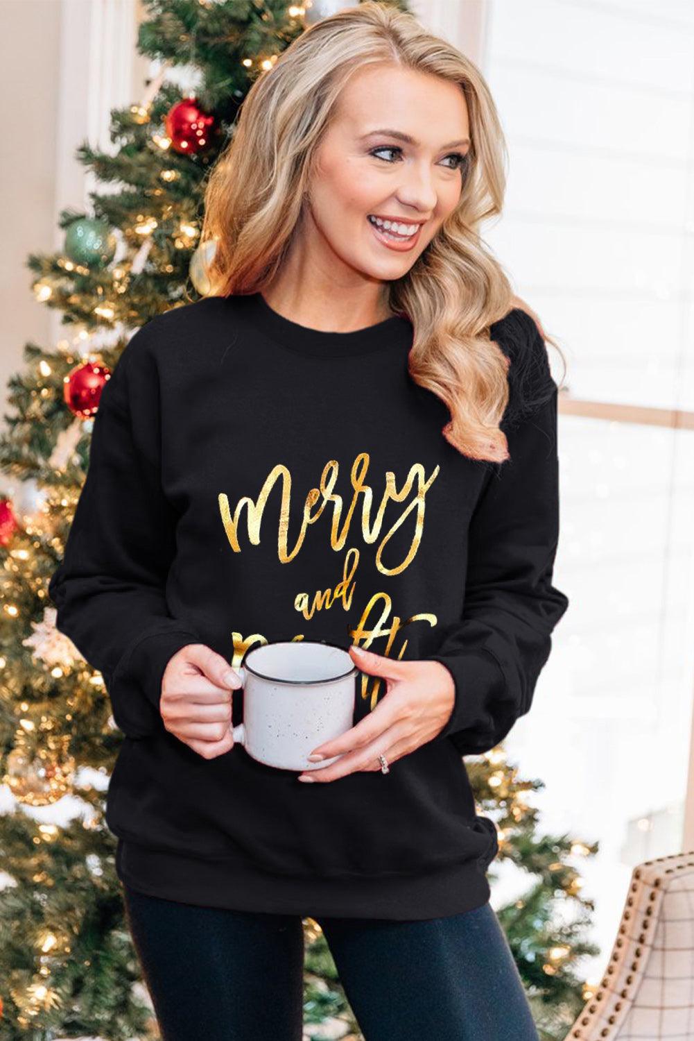 Merry Christmas Graphic Print Long Sleeve Sweatshirt - L & M Kee, LLC