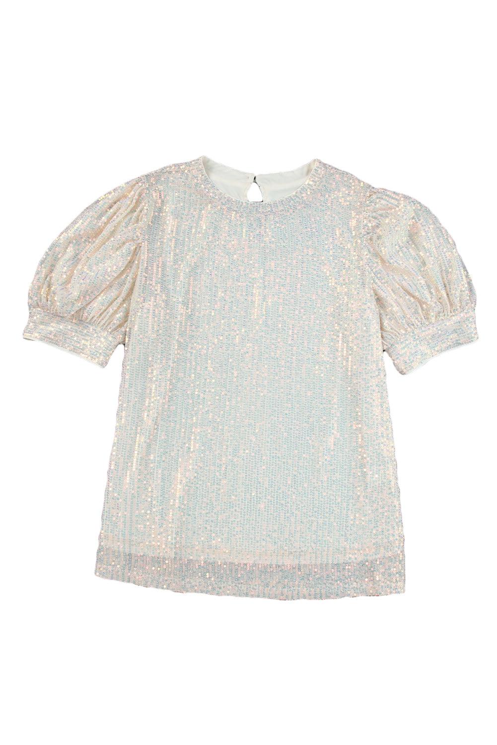 Sequin Puff Sleeve Top - L & M Kee, LLC