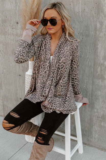 Leopard Open Front Cardigan - L & M Kee, LLC