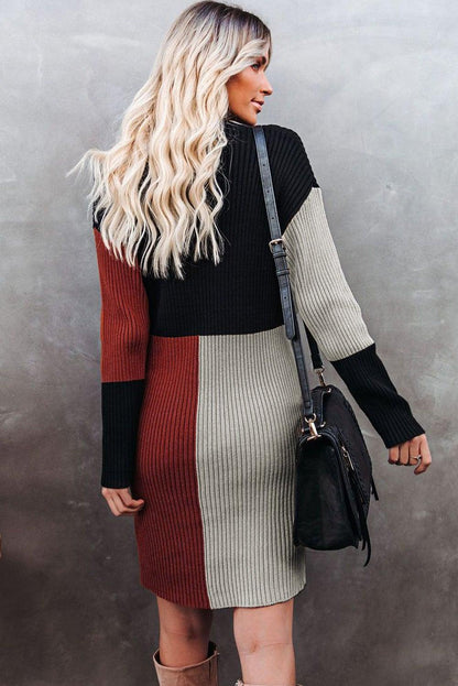 Colorblock Knit Sweater Dress - L & M Kee, LLC