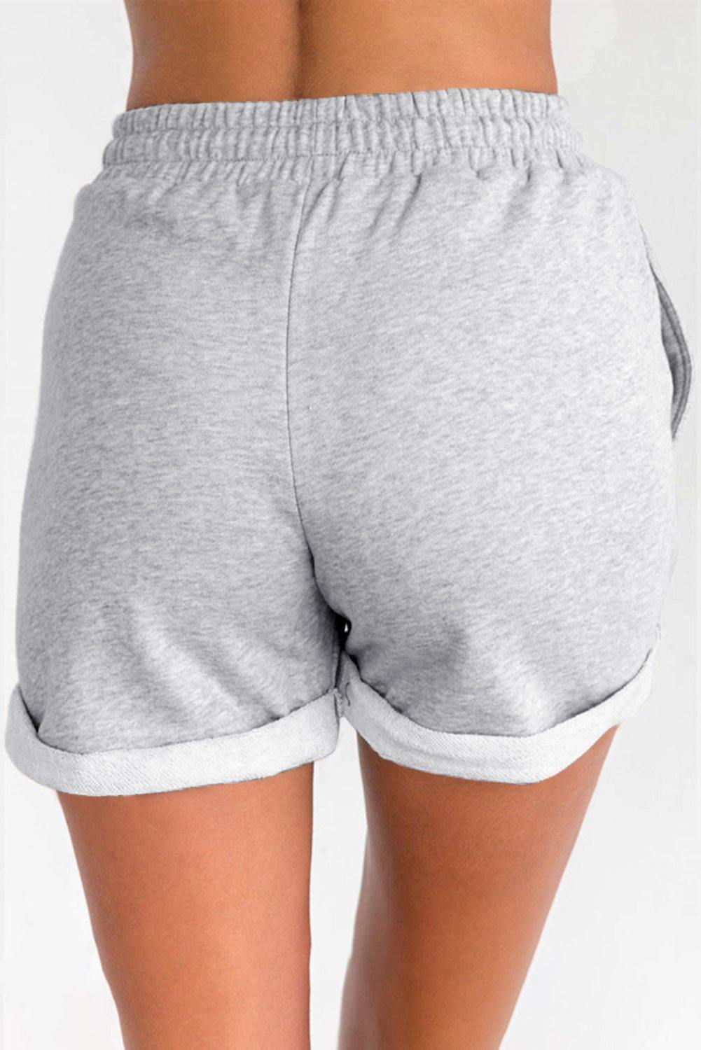 Tie Waist Side Pockets Cuffed Lounge Shorts - L & M Kee, LLC