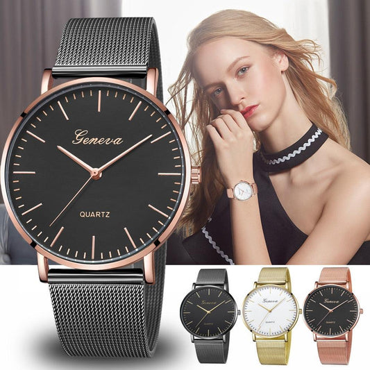 Geneva Quartz Mesh Stainless Steel Wristwatch - L & M Kee, LLC