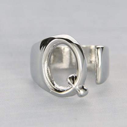 Silver Color Metal 26 Letter Open Hollow Finger Rings - L & M Kee, LLC