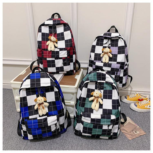 Retro Large Capacity Plaid Student Backpack - L & M Kee, LLC