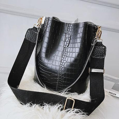 Large Capacity Faux Alligator Bucket Bag - L & M Kee, LLC