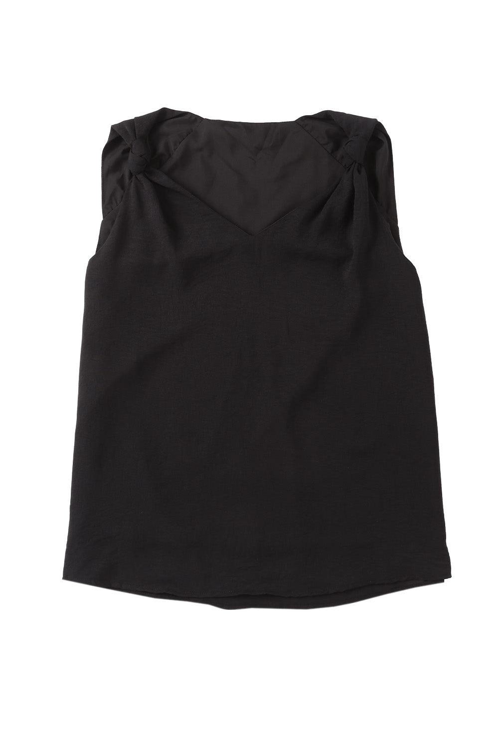 V Neck Knotted Shoulder Vest - L & M Kee, LLC