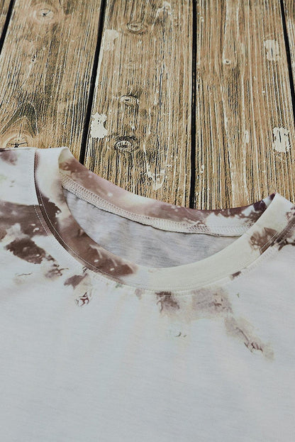 Blank Apparel- Bleached Tie-dye Print Short Sleeve Top
