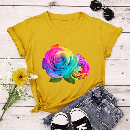 Colorful Rose T Shirt - L & M Kee, LLC