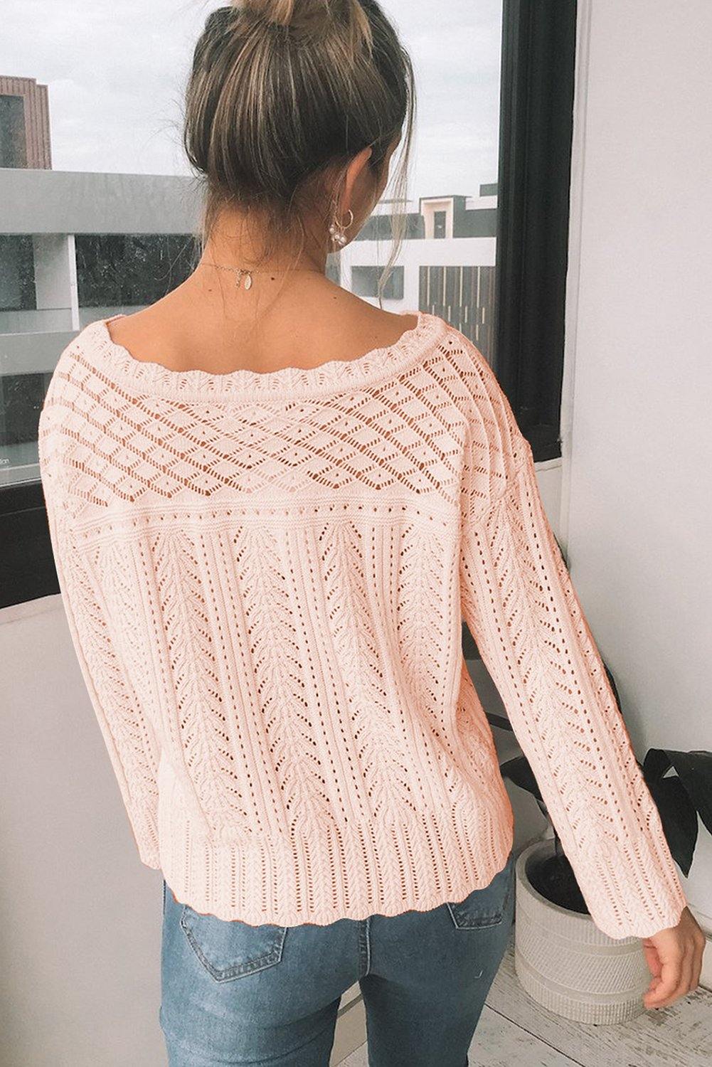 Solid Drop Shoulder Knit Sweater - L & M Kee, LLC
