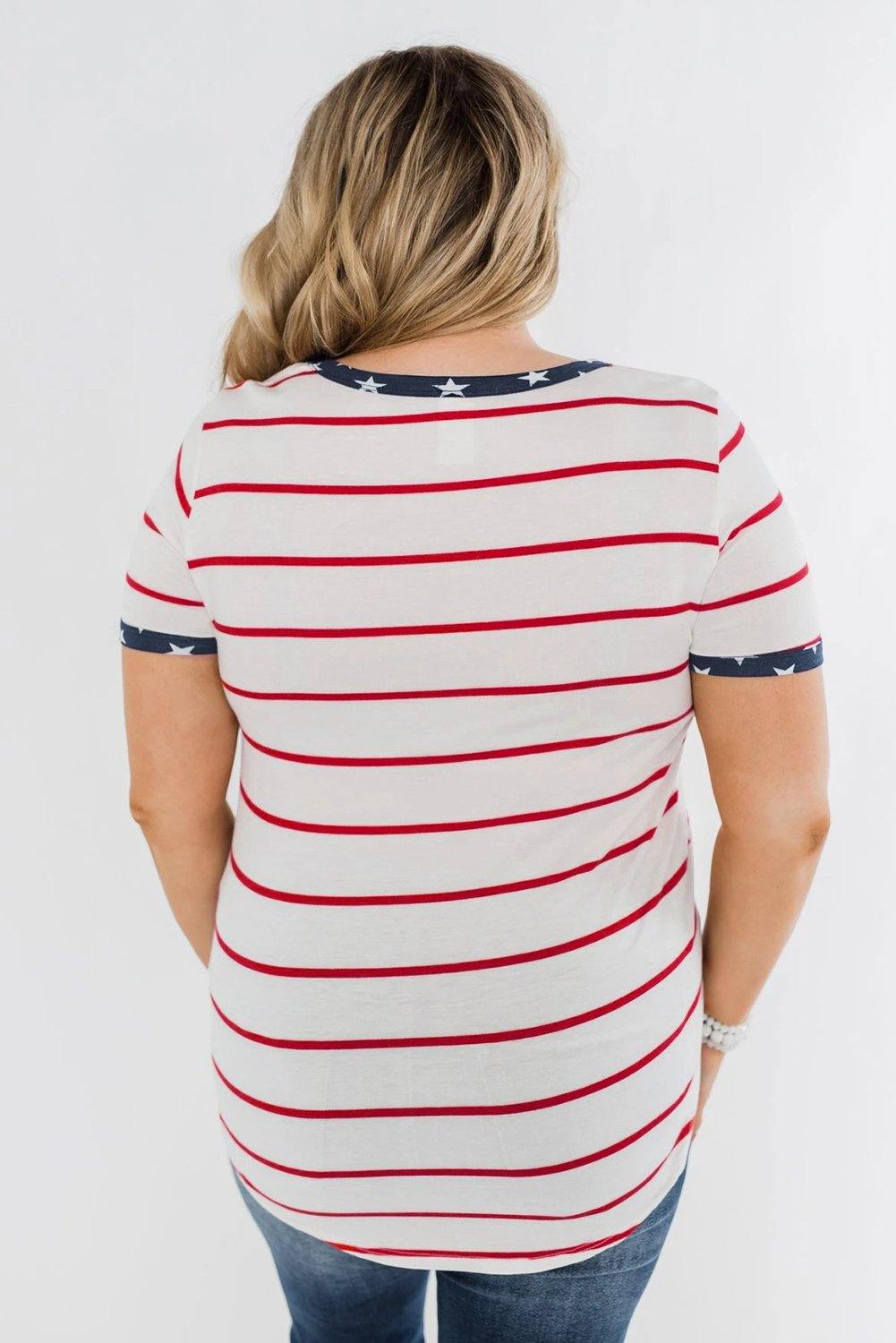 Stripes & Stars Plus Size T-shirt - L & M Kee, LLC