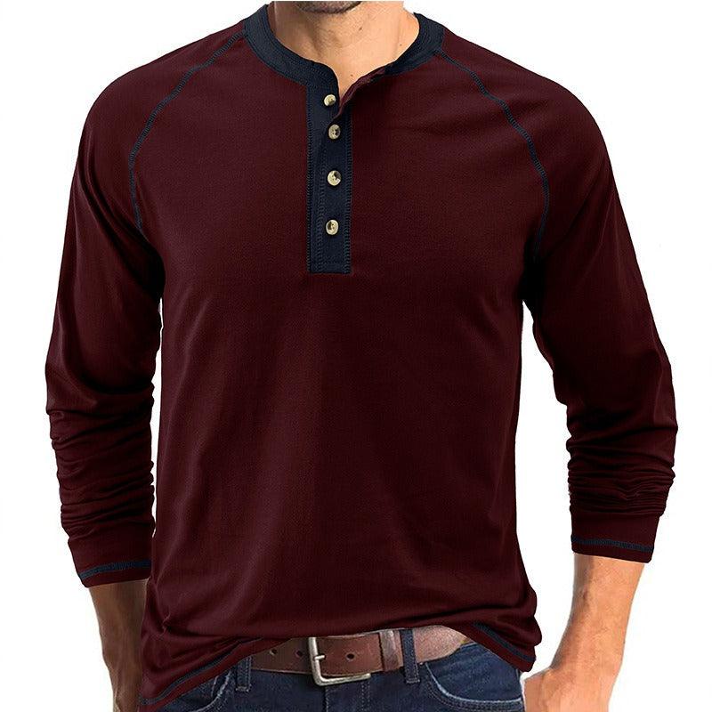 Solid Long Sleeve Europe and America Men's T-shirt - L & M Kee, LLC