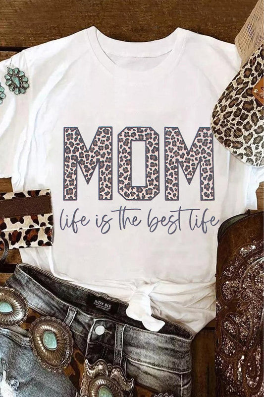 MOM life is the best life Leopard Print Graphic T Shirt - L & M Kee, LLC