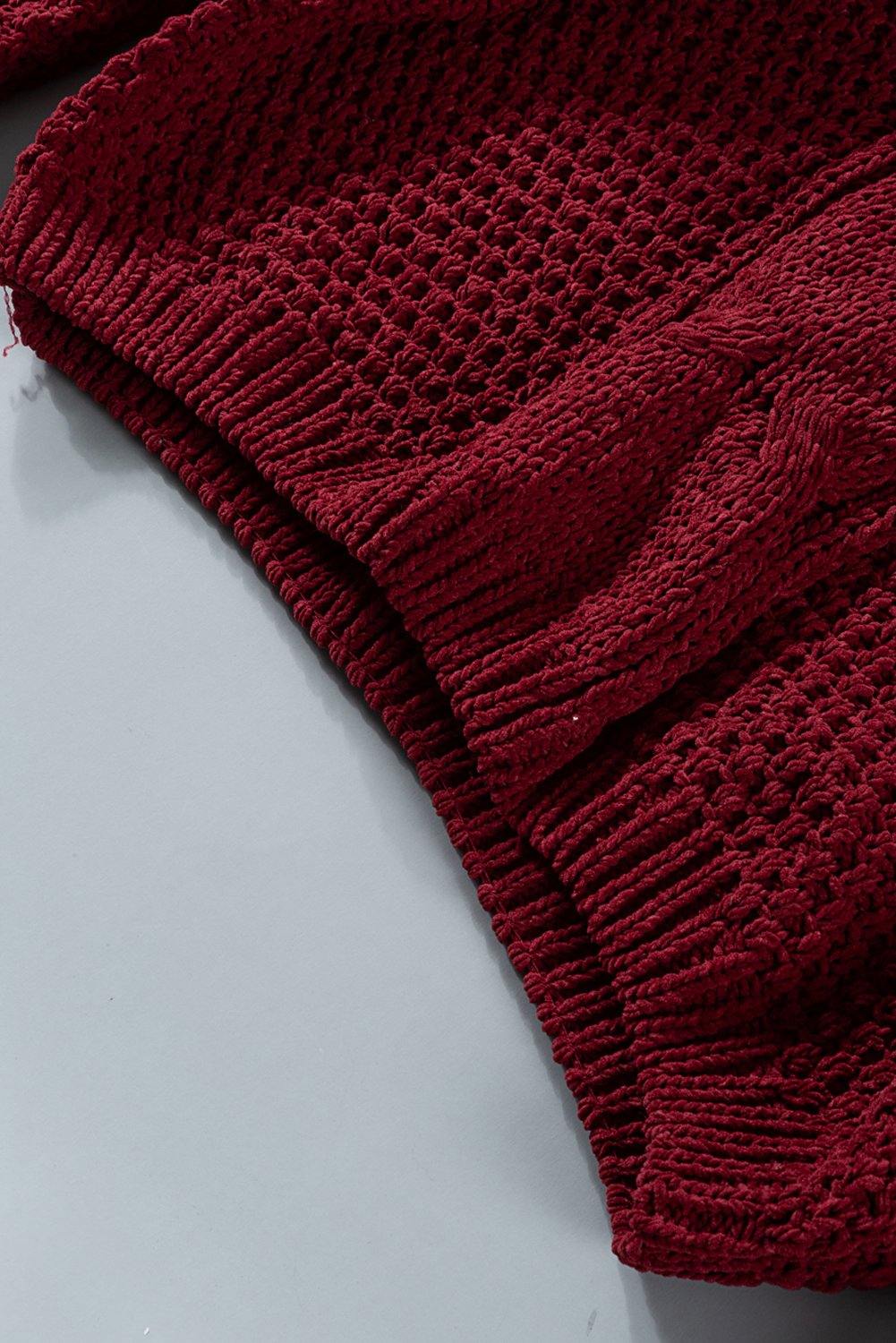 Solid Turtleneck Cable Knit Pullover Sweater - L & M Kee, LLC
