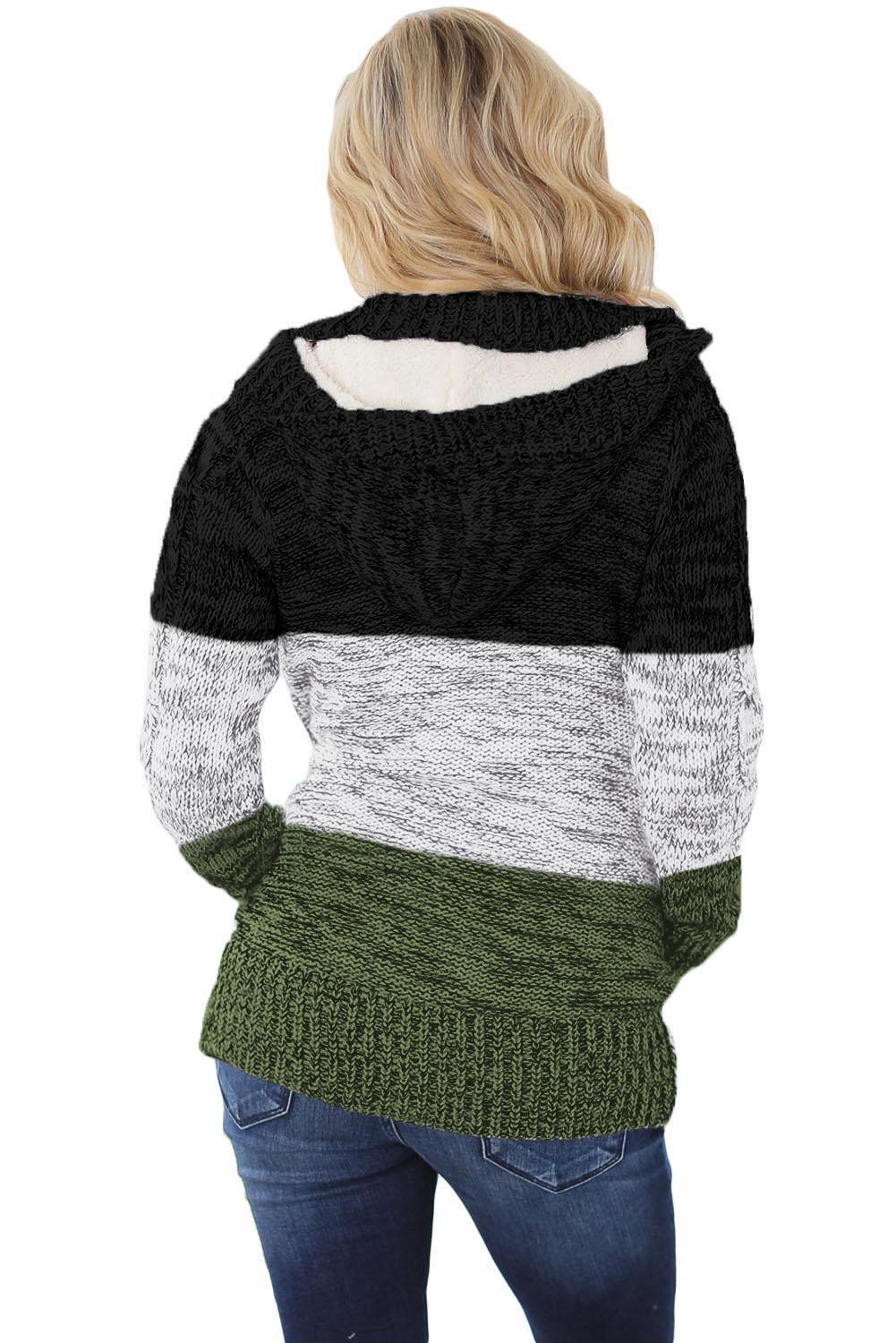 Hooded Button Cable Knit Cardigan - L & M Kee, LLC