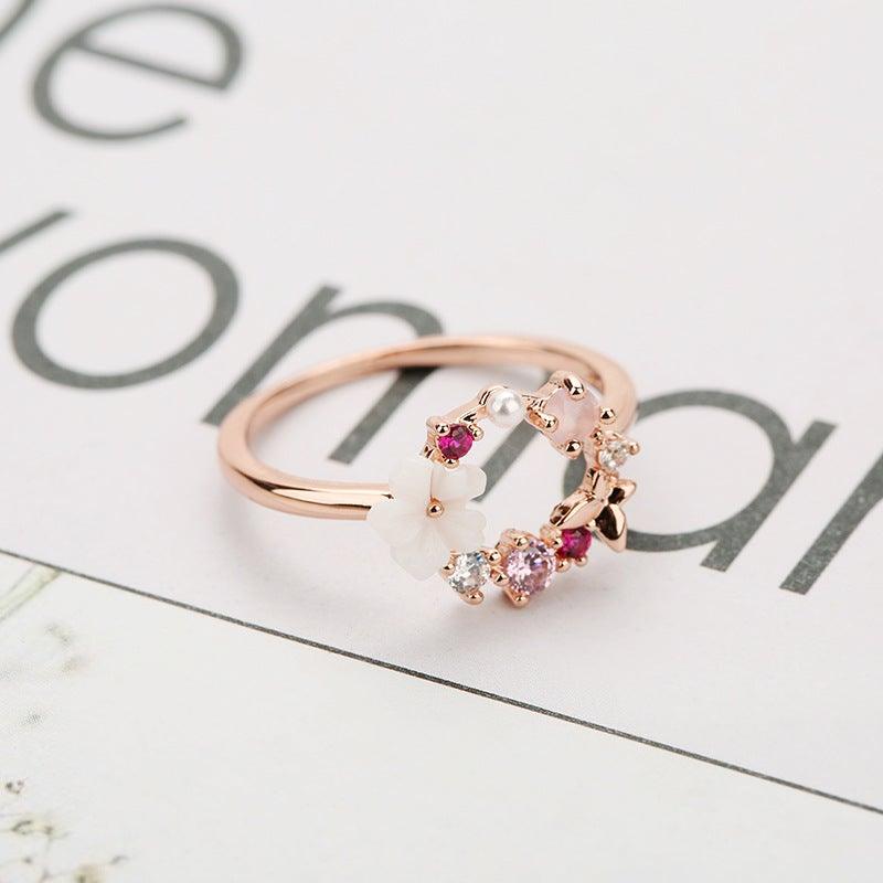 Fashion Flowers Crystal Finger Rings - L & M Kee, LLC