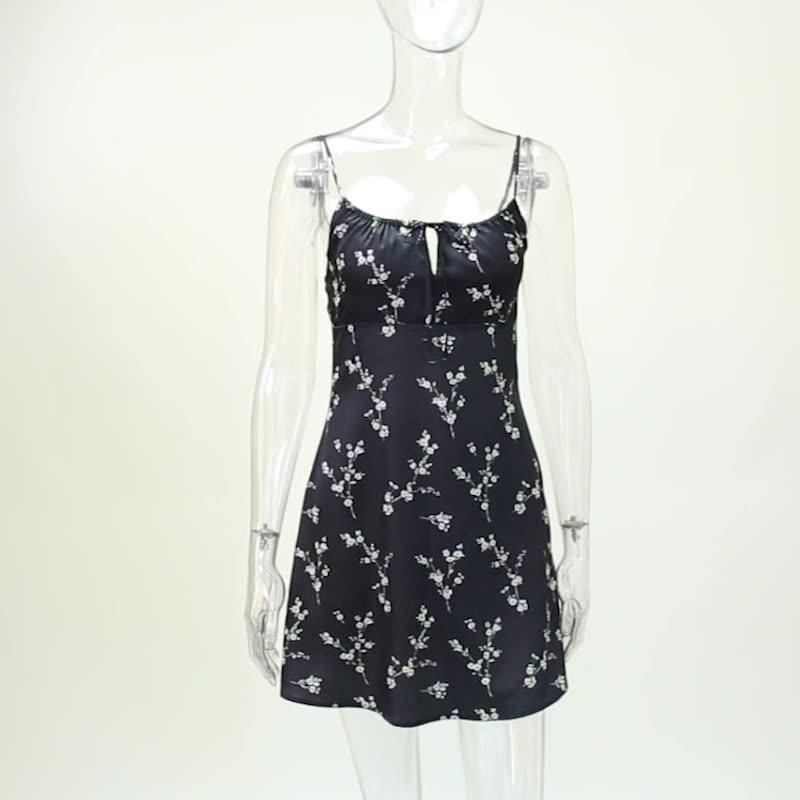 Printed Knotted Suspender Dress - L & M Kee, LLC