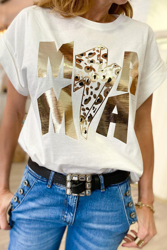 Glitter MAMA Leopard Lightning Graphic Tee - L & M Kee, LLC