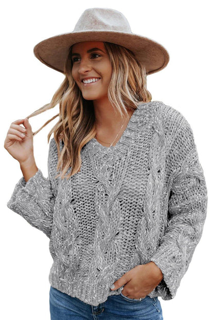 Drop Shoulder Loose Sweater with Hooded - L & M Kee, LLC