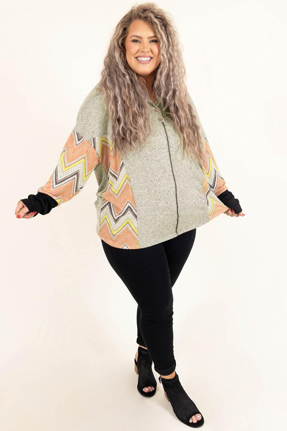 Plus Size Chevron Sleeves Top - L & M Kee, LLC