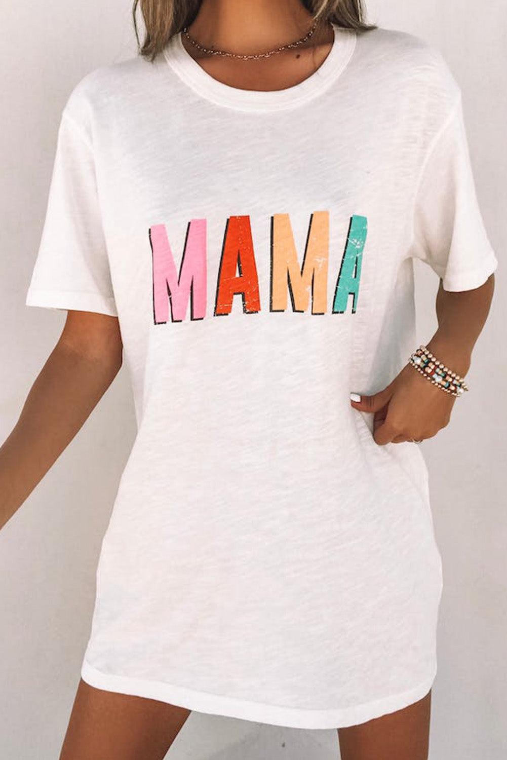 MAMA Letter Print Round Neck Short Sleeve T Shirt - L & M Kee, LLC