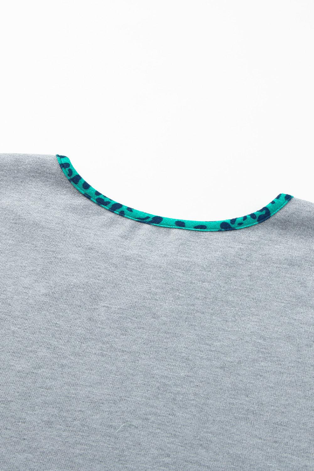 Leopard Serape Drop Shoulder Bubble Sleeves Knit Top - L & M Kee, LLC