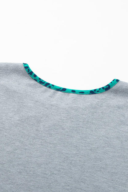 Leopard Serape Drop Shoulder Bubble Sleeves Knit Top - L & M Kee, LLC