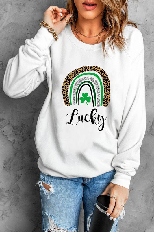 St. Patrick's Day Clover Print Long Sleeve Sweatshirt - L & M Kee, LLC