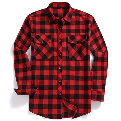 Men Flannel Two Pocket Plaid Shirt | (USA SIZE S M L XL 2XL) - L & M Kee, LLC