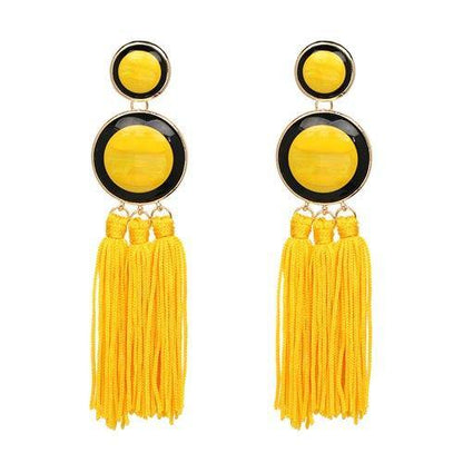 Long Fringe Resin Drop Earrings - L & M Kee, LLC