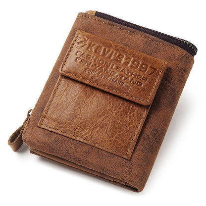 Genuine Cowhide Men's Casual Zipper Wallet - L & M Kee, LLC