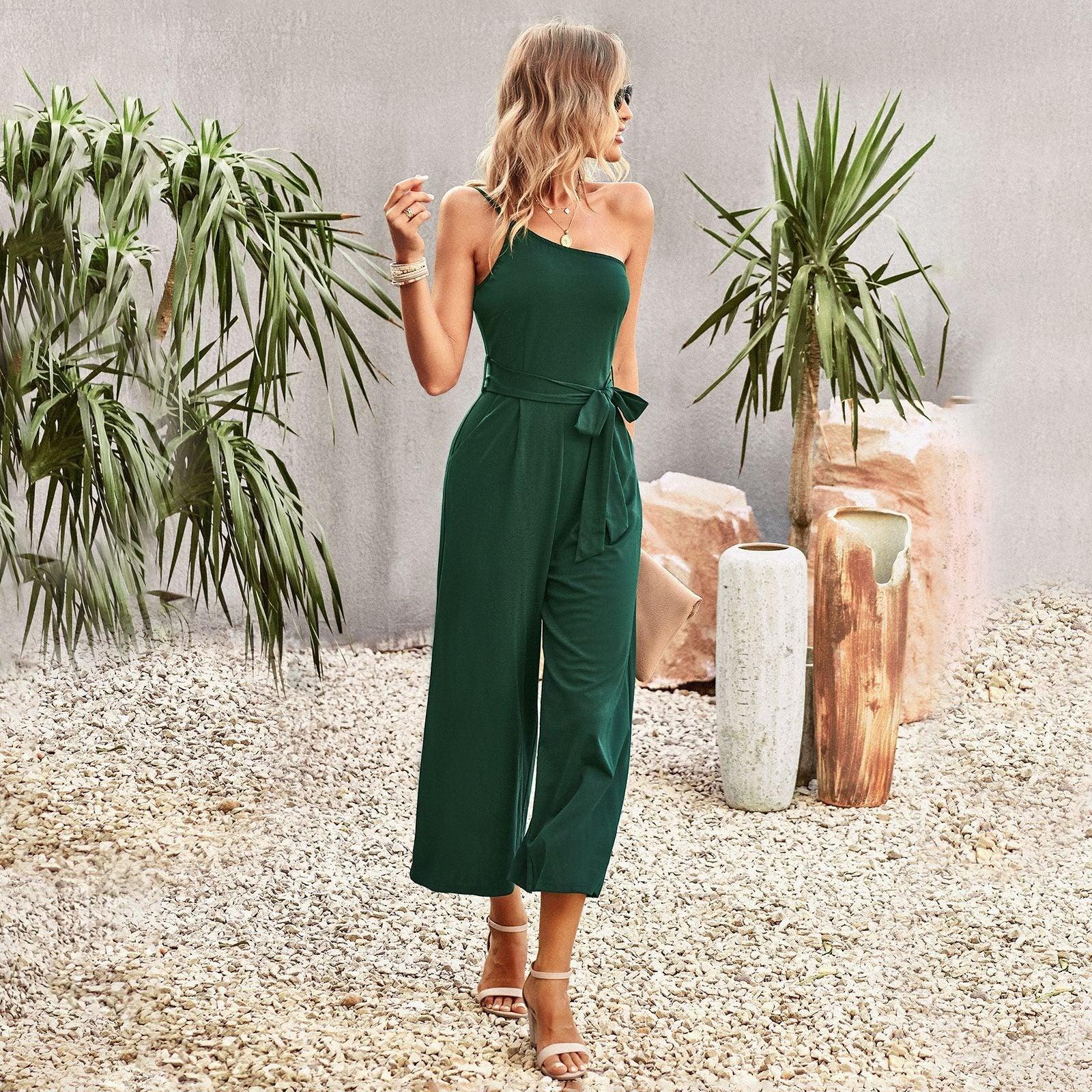 Off-shoulder Straight Leg Jumpsuit - L & M Kee, LLC