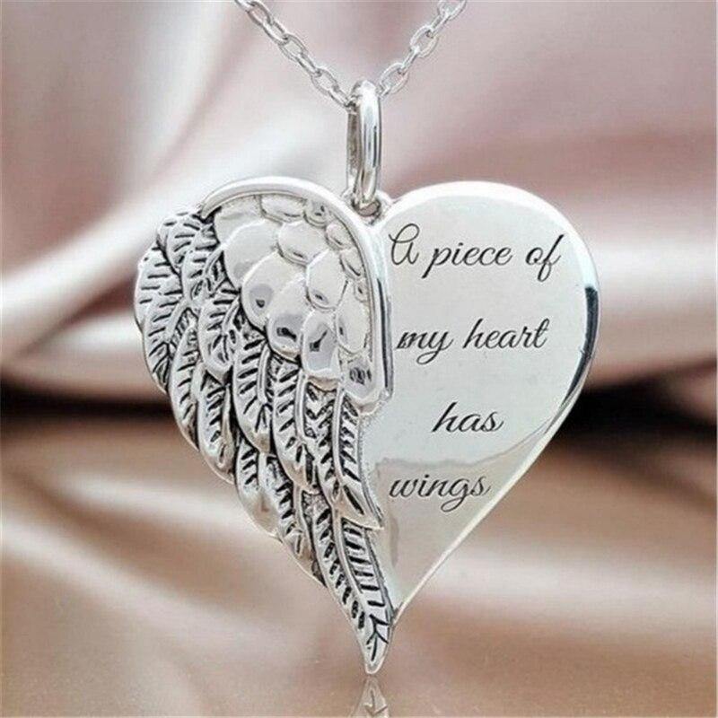 Piece of My Heart Angel Wings Necklace - L & M Kee, LLC