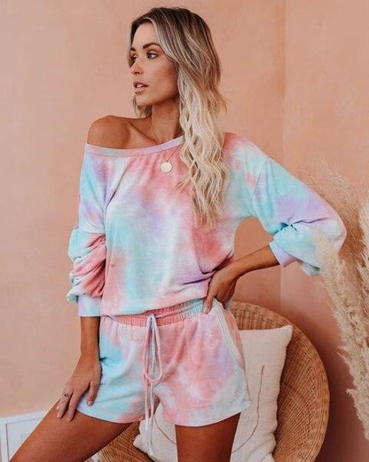 Gradient Tie Dye Colorful Print 2 Piece Set - L & M Kee, LLC