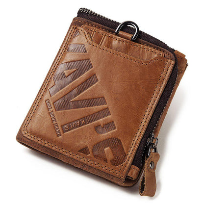 Genuine Cowhide Men's Casual Zipper Wallet - L & M Kee, LLC