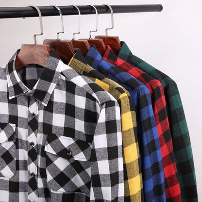 Men Flannel Two Pocket Plaid Shirt | (USA SIZE S M L XL 2XL) - L & M Kee, LLC