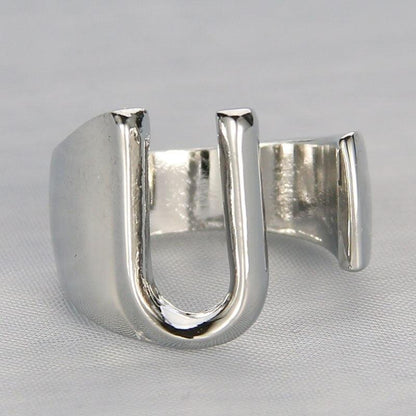 Silver Color Metal 26 Letter Open Hollow Finger Rings - L & M Kee, LLC