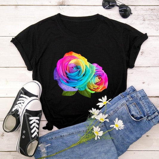 Colorful Rose T Shirt - L & M Kee, LLC