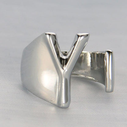 Silver Color Metal 26 Letter Open Hollow Finger Rings - L & M Kee, LLC