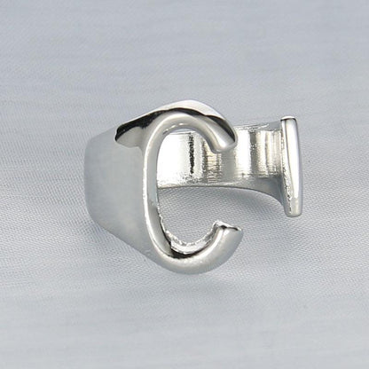 Silver Color Metal 26 Letter Open Hollow Finger Rings - L & M Kee, LLC