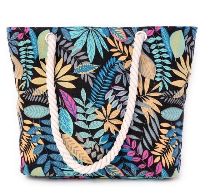 Leaf Print Beach Shopping Tote Bag - L & M Kee, LLC