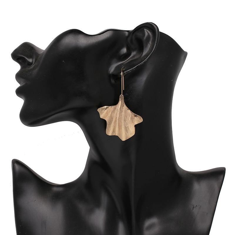 Metal Ginkgo Statement Earrings - L & M Kee, LLC