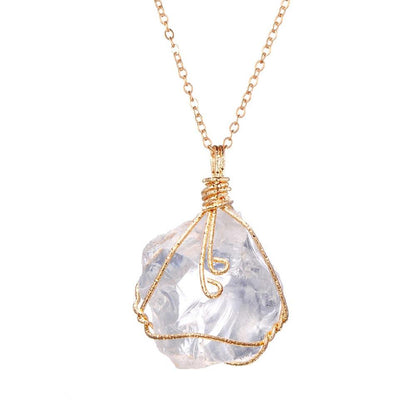 Wire Wrap Natural Quartz Stone Pendant Necklaces - L & M Kee, LLC