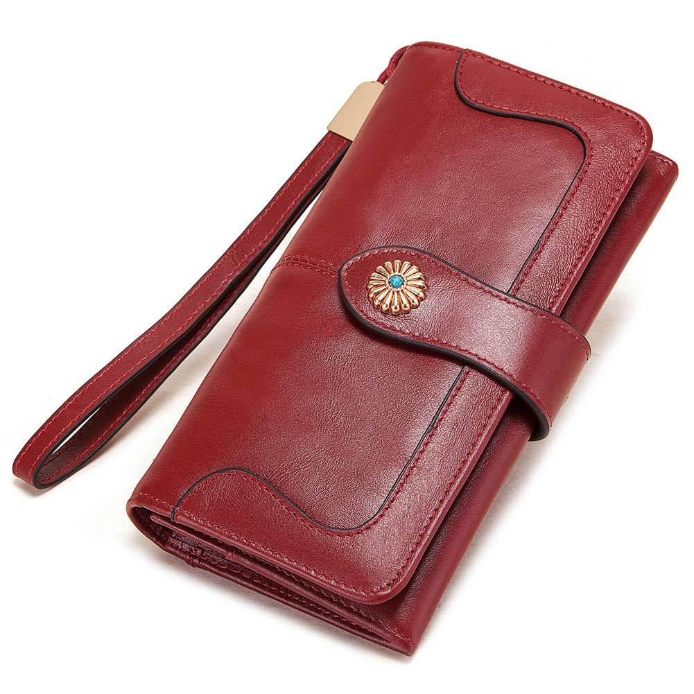Ladies Clutch Long Mobile Phone Leather Wallet - L & M Kee, LLC