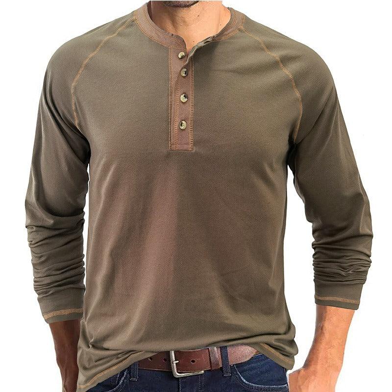 Solid Long Sleeve Europe and America Men's T-shirt - L & M Kee, LLC
