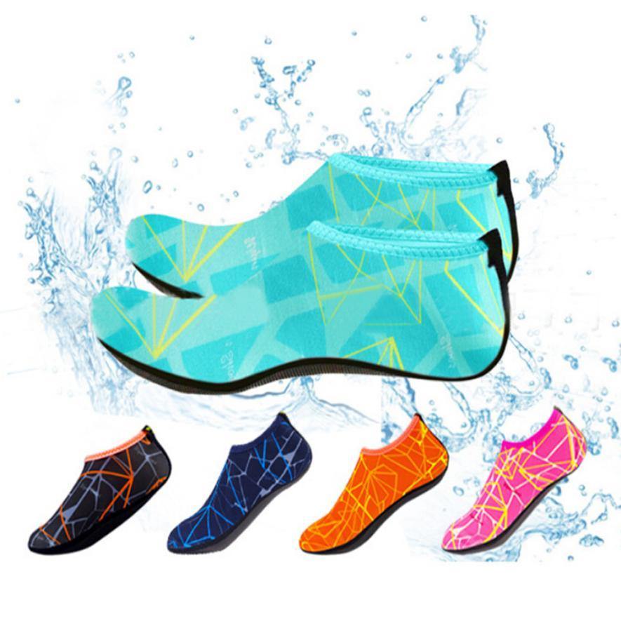 Men Woman Barefoot Skin Sock Striped Shoes Beach Pool Water Socks GYM Aqua Beach Swim Slipper On Surf Aqua Shoes - L & M Kee, LLC